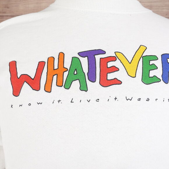 VINTAGE WHATEVER! KNOW IT LIVE IT WEAR IT 90s USA MADE SWEATSHIRT SZ XL - Picture 2 of 10
